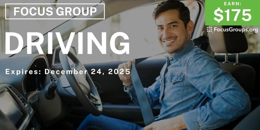 Focus Group for Men in Columbus on Driving - $175 - $175 - 12/12/2025