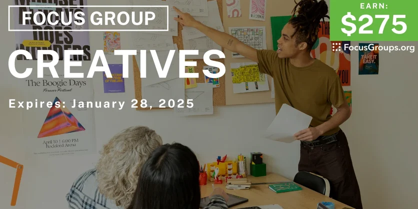 Focus Group on Creatives - $275 - 12/27/2024