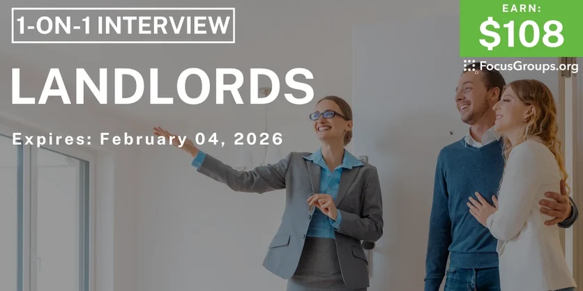 Research Study for Landlords - $108 - $108 - 01/28/2026