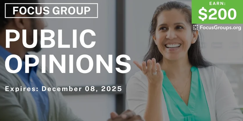 Focus Group in NYC on Public Opinions - $200 - $200 - 12/02/2025