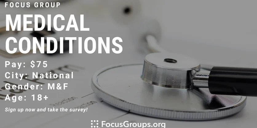 Focus Group on Medical Conditions - $75 - 01/12/2023