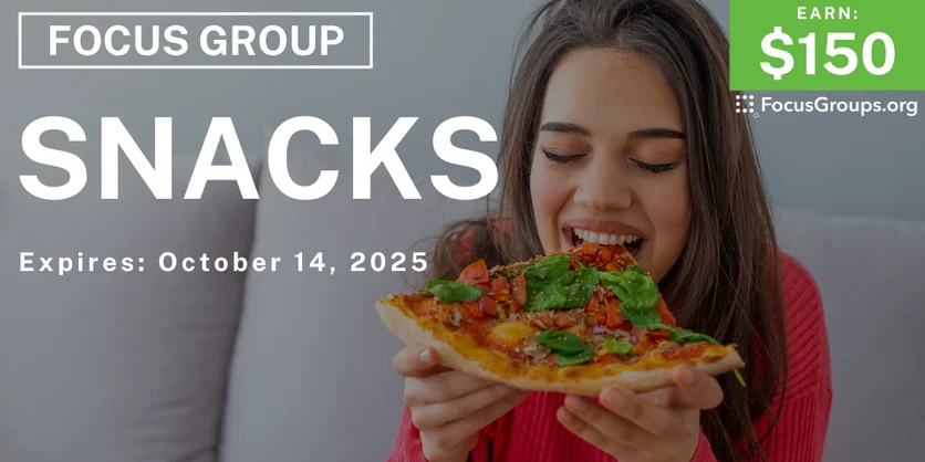 Graphic promoting Focus Group in Phoenix on Pizza Chains, $150 payout, happening October 15, 2025