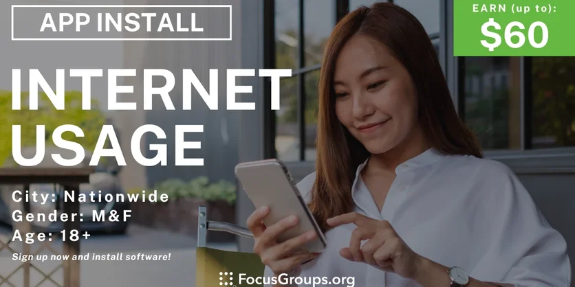 Internet Usage Research Study- $60 - up to $60 - 10/16/2024