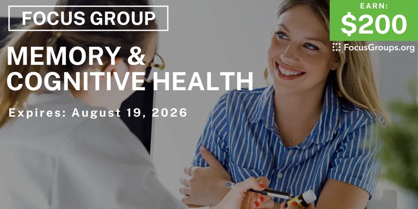 Focus Group in NYC on Memory & Cognitive Health Health - $200 - $200 - 08/05/2026