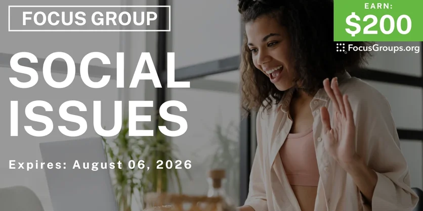 Focus Group in NYC on Social Issues - $200 - 07/29/2026