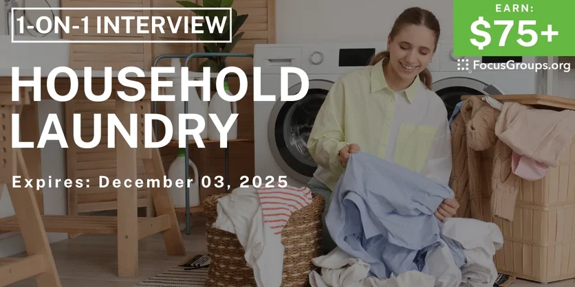 Research Study in Cincinnati on Household Laundry - $75+ - $75-$225 - 11/25/2025