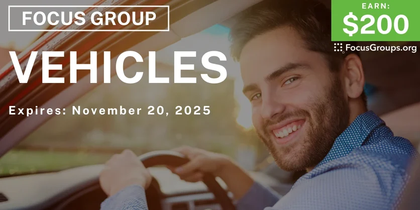 Focus Group in Philadelphia on Vehicles - $200 - $200 - 10/27/2025