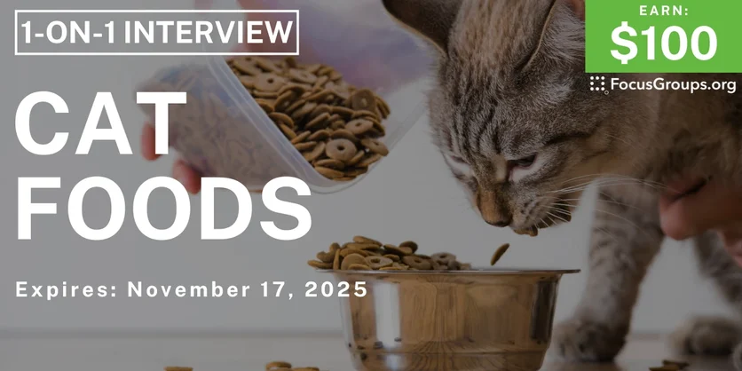 Research Study in Minneapolis on Cat Foods - $100 - $100 - 11/12/2025