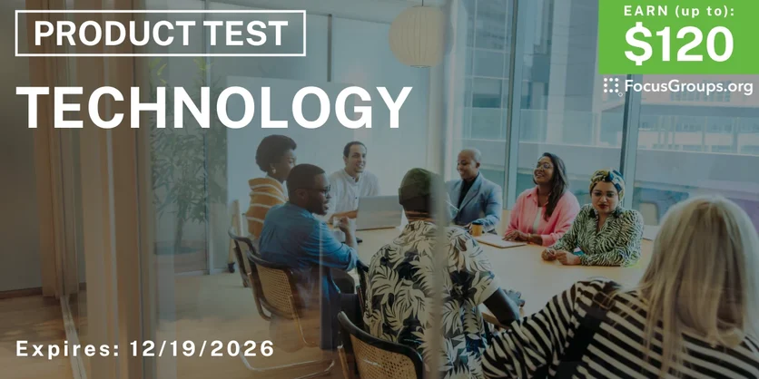 Pittsburgh In-Person Product Testing – New Tech - up to $120 - up to $120 - 08/07/2026