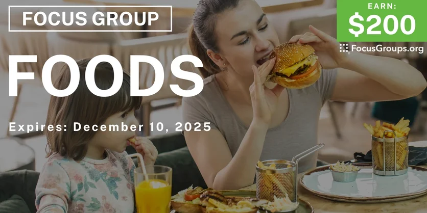 Focus Group for Parents & Kids in New Jersey on Foods - $200 - $200 - 11/27/2025