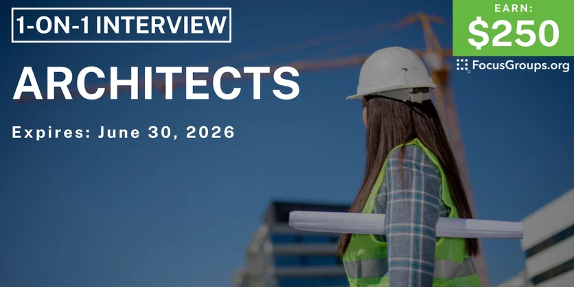 Research Study for Architects - $250 - $250 - 06/17/2026