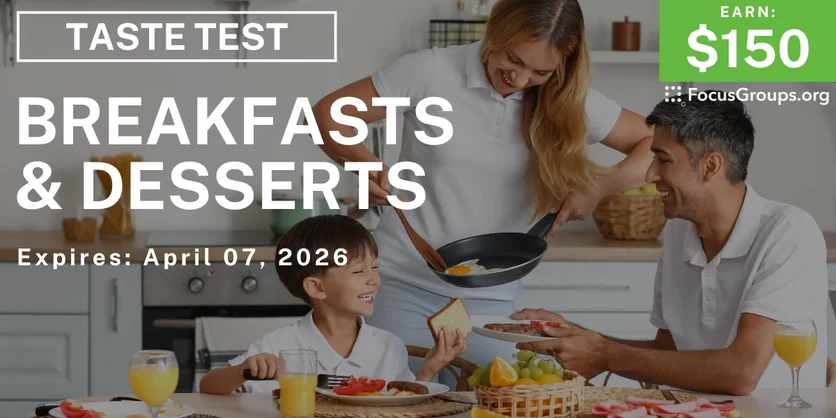 Breakfast & Dessert Taste Test in Charlotte - $150 - $150 - 04/02/2026