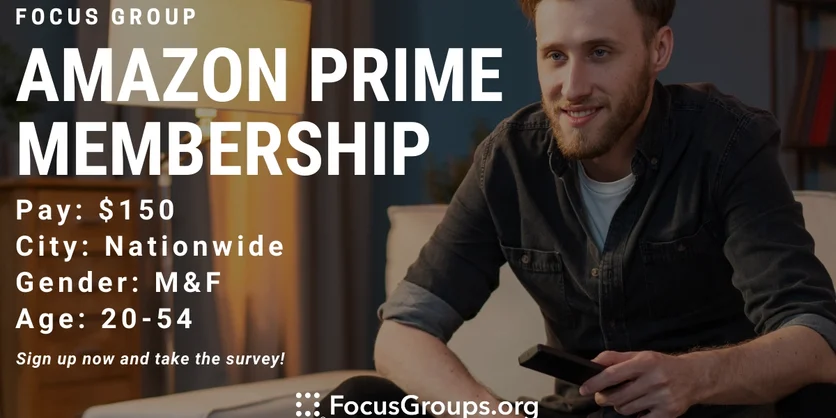 Focus Group on Amazon Prime Membership - $150 - 04/21/2022