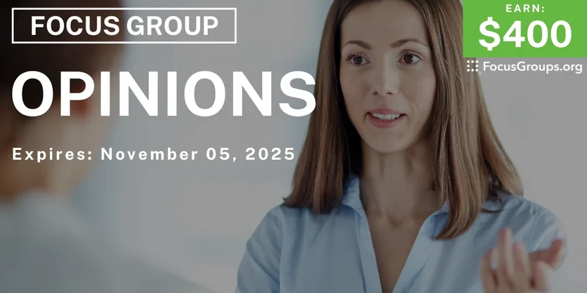 Graphic promoting Focus Group for Women in Richmond on Opinions, $400 payout, happening November 06, 2025
