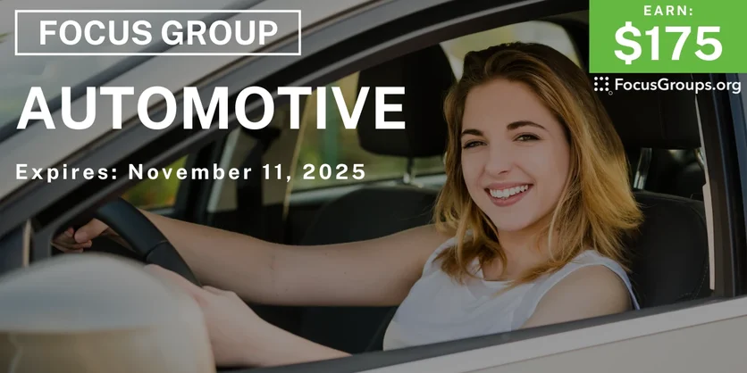 Focus Group for SUV Owners on Automotive - $175 - $175 - 10/29/2025