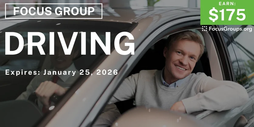 Focus Group for Men in Columbus on Driving - $175 - $175 - 01/13/2026