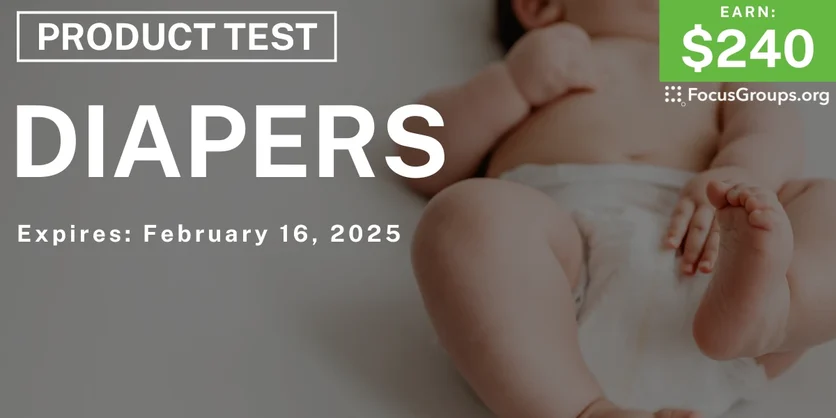 Product Test for Parents in Raleigh on Diapers - $240 - 02/04/2025