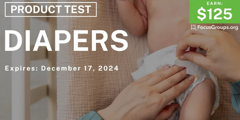 Product Test for Parents in Orlando on Diapers - $125 - 11/26/2024
