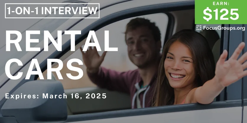 Research Study on Rental Cars - $125 - 03/04/2025