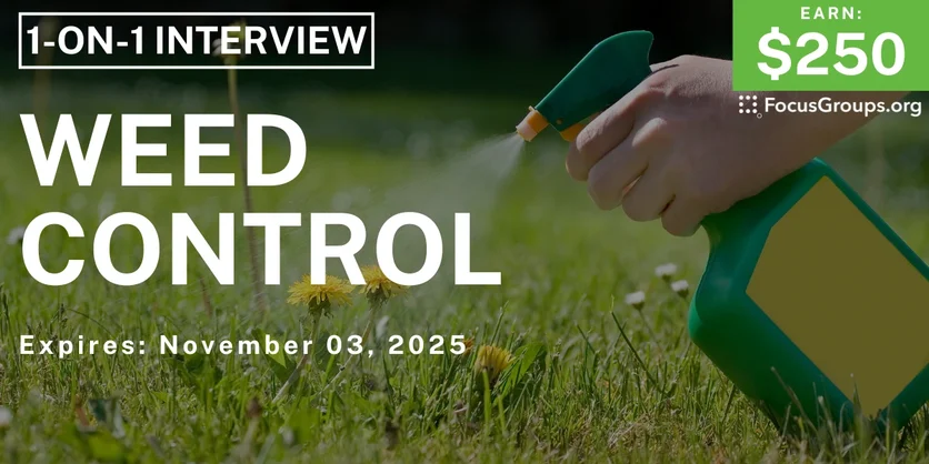 Research Study in Nashville on Weed Control - $250 - $250 - 09/22/2025