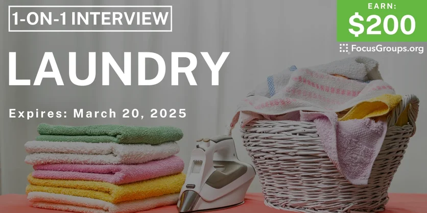 Research Study in Cincinnati on Laundry - $200 - 03/10/2025