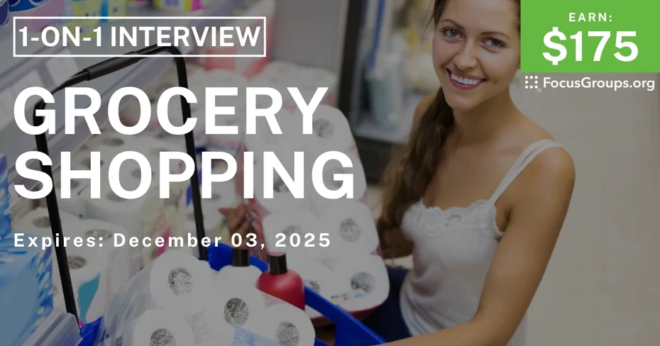 Research Study in Charlotte on Grocery Shopping - $175 - $175 - 11/25/2025