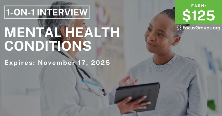 Research Study on Mental Health Conditions - $125 - $125 - 11/05/2025