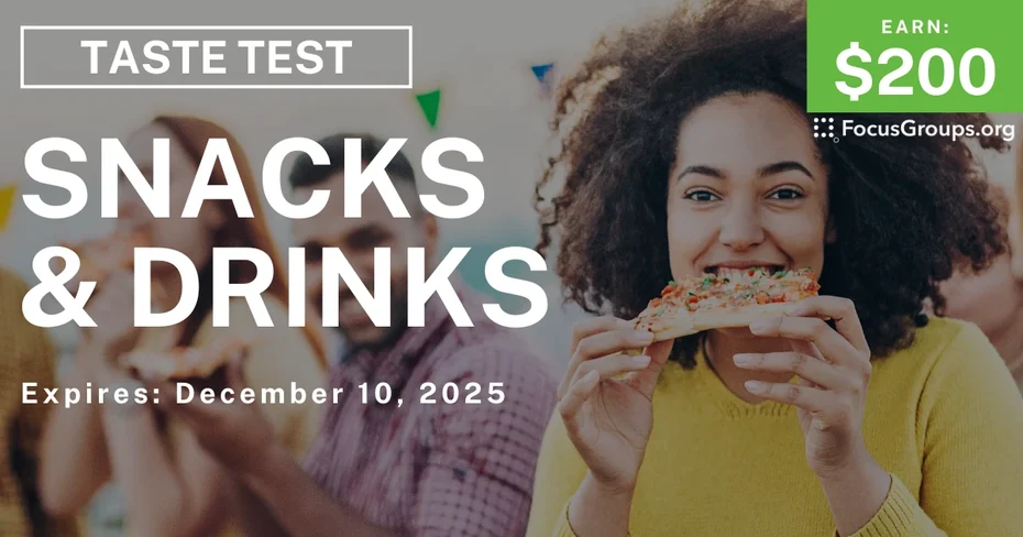Taste Test in Seattle on Snacks & Drinks - $200 - $200 - 11/24/2025
