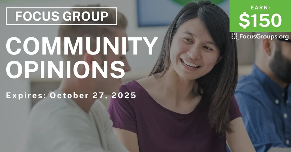 Focus Group in Tampa on Community Opinions - $150 - $150 - 10/15/2025