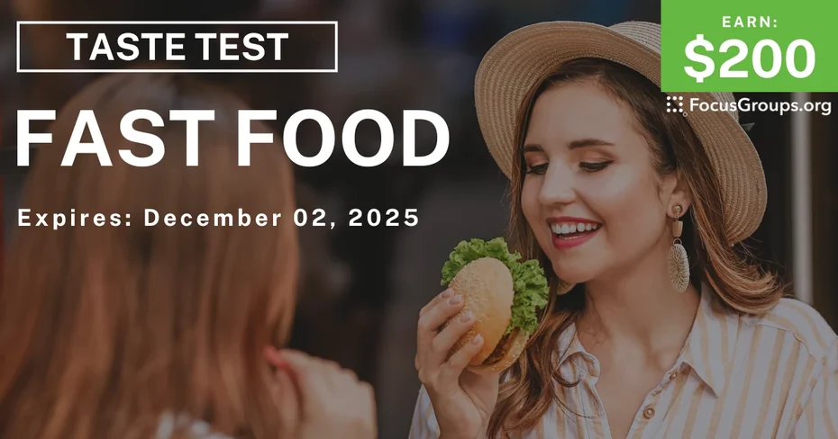 Taste Test in Irvine on Fast Food - $200 - $200 - 11/27/2025