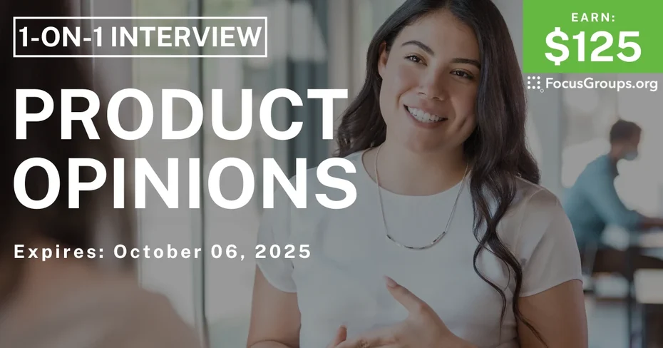 Research Study in NYC on Product Opinions - $125