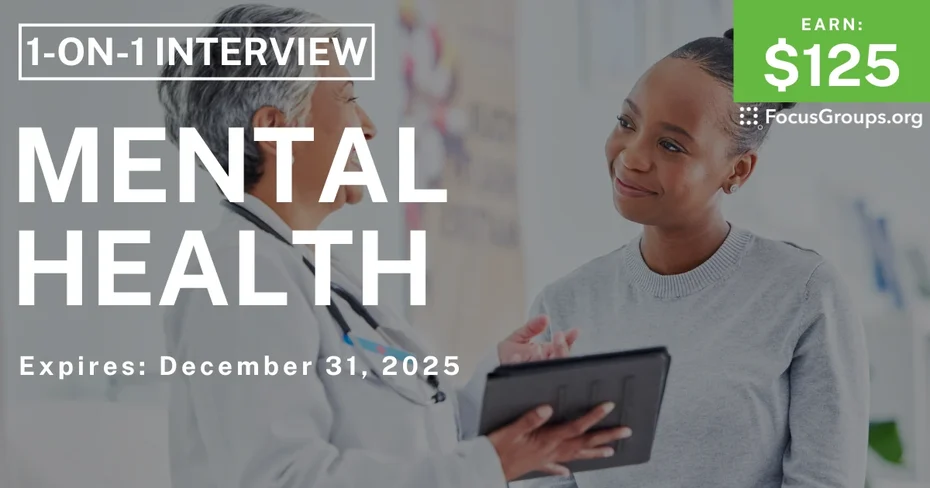 Mental Health Research Study - $125 - $125 - 12/22/2025