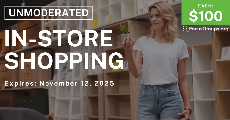 Research Study in NYC on In-Store Shopping - $100 - $100 - 11/03/2025