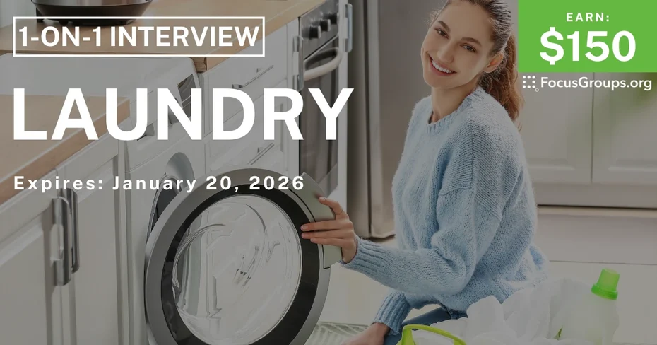 Research Study in Cincinnati on Laundry - $150 - $150 - 01/08/2026