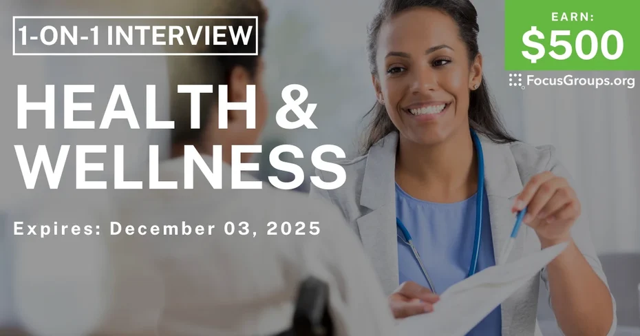 Research Study in Pittsburgh on Health & Wellness - $500 - $500 - 11/25/2025