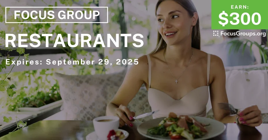 Focus Group in NYC on Restaurants - $300