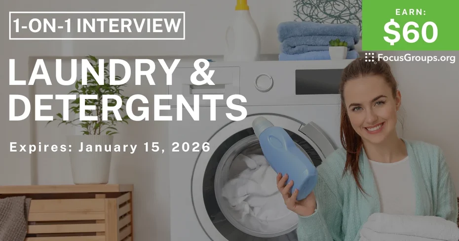 Research Study on Laundry & Detergents - $60 - $60 - 01/08/2026