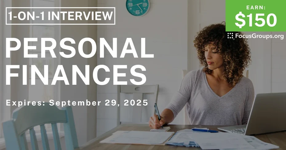Research Study on Personal Finances - $150