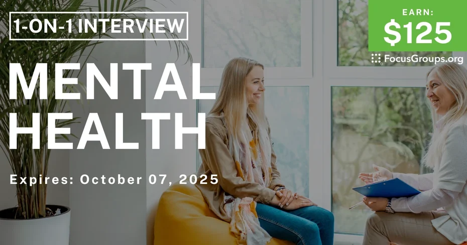 Research Study on Mental Health - $125
