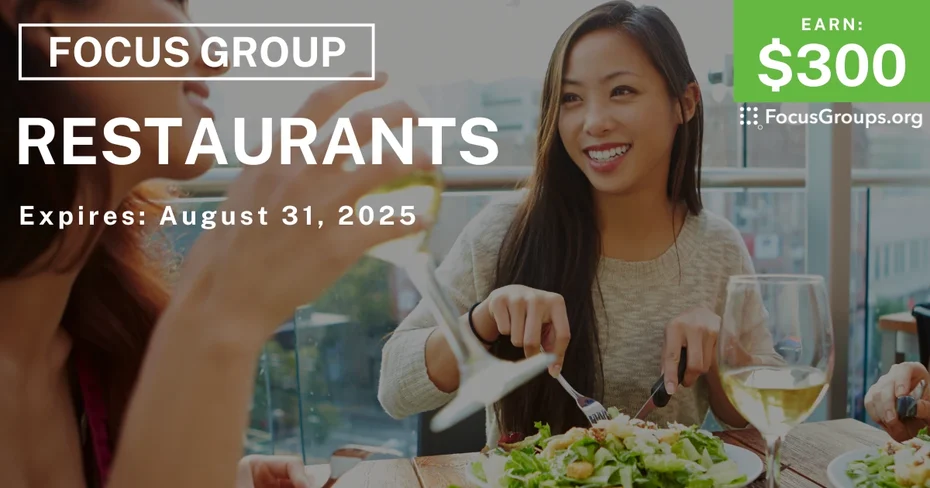 Focus Group in NYC on Restaurants - $300