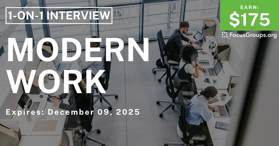 Research Study in SF on Modern Work - $175 - $175 - 11/24/2025