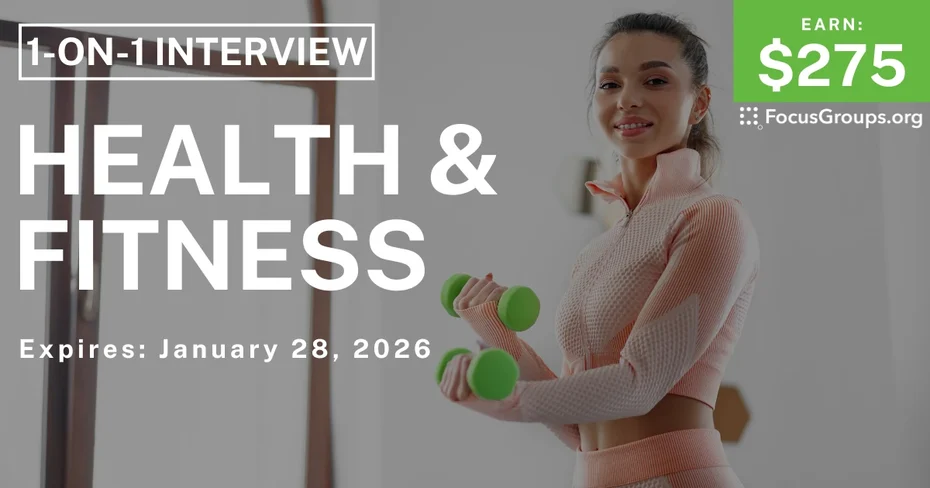 Research Study in SF on Health & Fitness - $275 - $275 - 01/12/2026