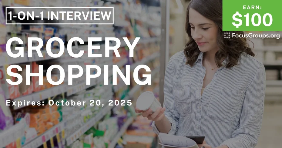 Research Study in Minneapolis on Grocery Shopping - $100 - $100 - 10/15/2025