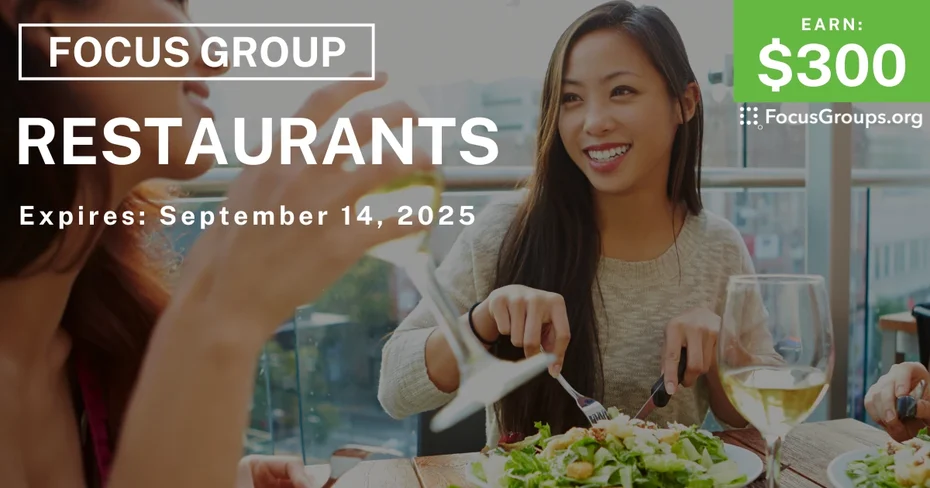 Focus Group in NYC on Restaurants - $300