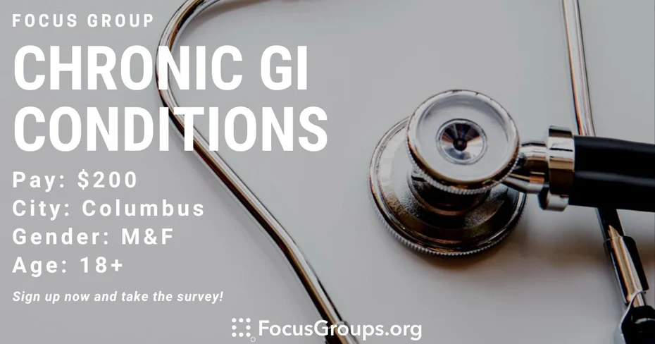 Focus Group for Patients on Chronic GI Conditions in Columbus - $200 - 11/26/2023