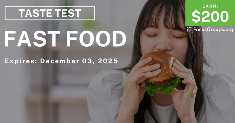 Taste Test in Irvine on Fast Food - $200 - $200 - 11/28/2025