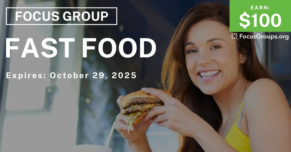 Focus Group in Chicago on Fast Food - $100 - $100 - 10/23/2025
