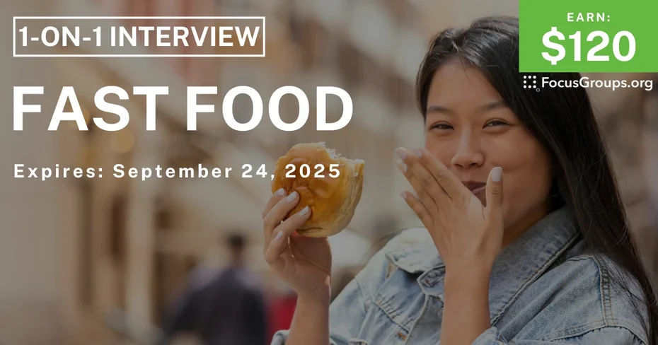 Research Study in Milwaukee on Fast Food - $120