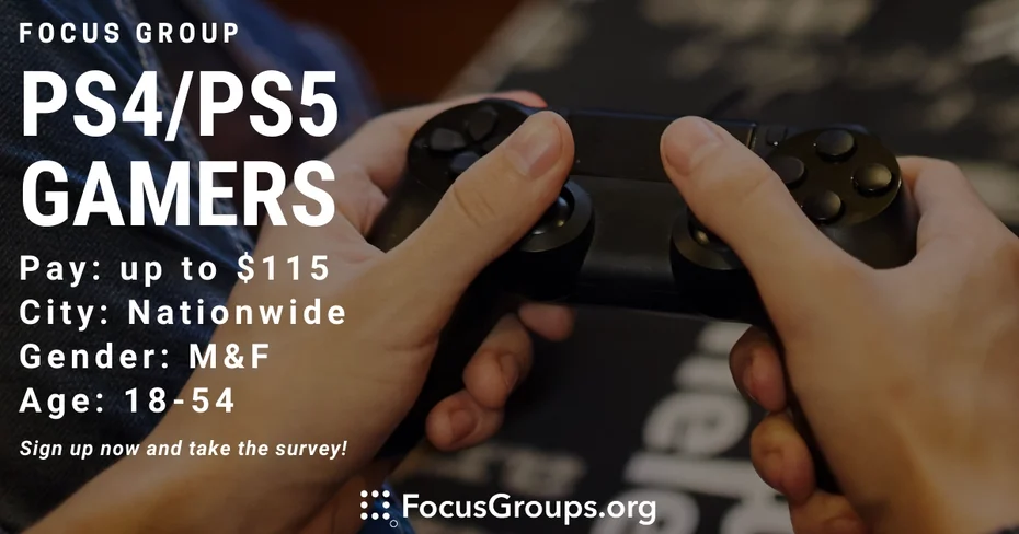 Focus Group for PS4/PS5 Gamers