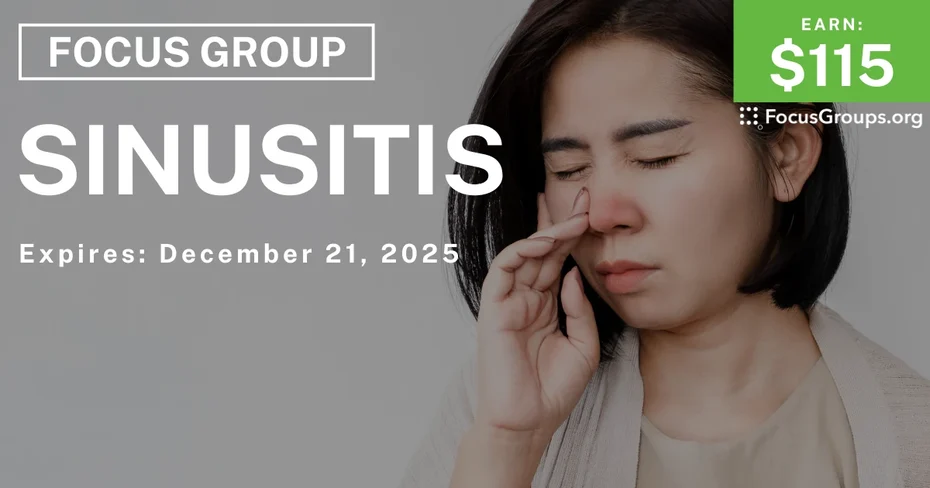 Focus Group in Tampa on Sinusitis - $115 - $115 - 12/08/2025